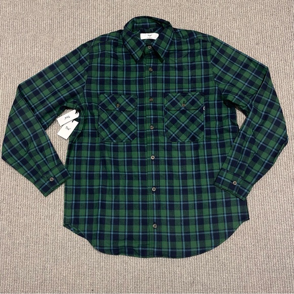 Aritzia TNA Plaid Button-Up in Kenna Total Eclipse / Juniper Green (XS) - Picture 6 of 10